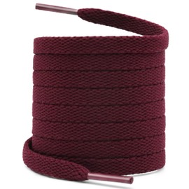 WEGOODZF Trainers Flat Shoe Laces: 2 Pairs of 8MM Wide 120CM Long Dark Red Replacement Trainer Shoelaces