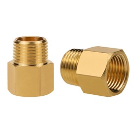 Napredak brass pipe fitting adapter, 1/2 NPT Male to 1/2 NPT Female threaded extender connector, hex reducer fitting for water/gas/oil line, 2 pcs