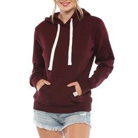 Urban Look Womens Active Long Sleeve Fleece Lined Fashion Hoodie Pullover with Plus Sizes (Medium, A1 Solid Maroon)