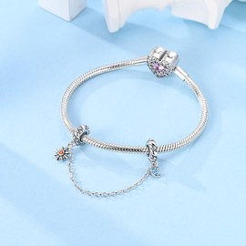 LunaGrace Bracelet Charm for Women Sterling Silver Bead Cubic Zirconia(Sun Moon)