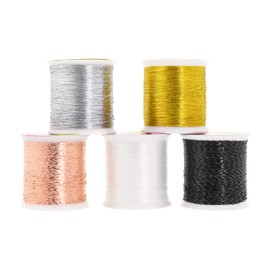 Mandala Crafts Rose Gold Silver Black White Gold Metallic Embroidery Thread Set - Metallic Thread for Sewing Machine and Hand Decorative Sewing - 545 Yards 500M Thread for Embroidery Needle Work