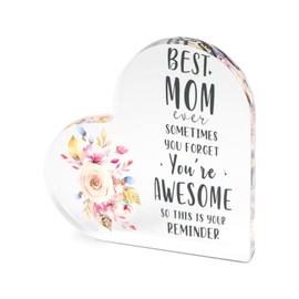 Acrylic Ornaments,Acrylic Gifts for Mom, Birthday Gifts for Mom, Thanksgiving Gifts for Mom, for Mom, Heart Shaped Acrylic Plaque,Happy Birthday Gifts for Her