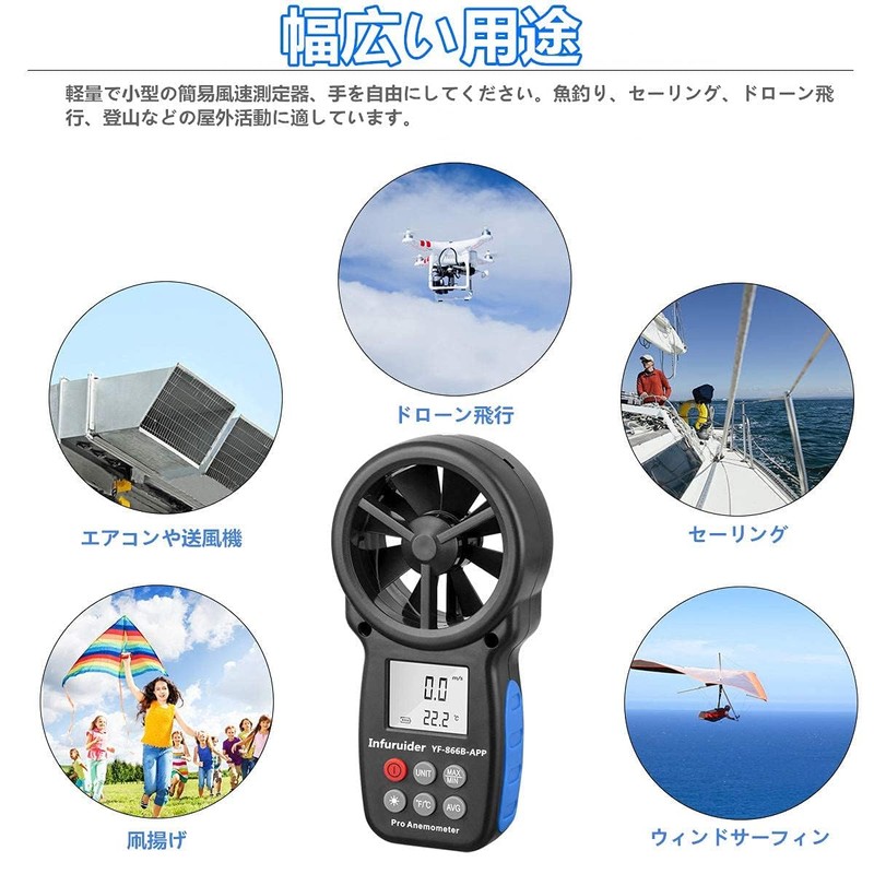 866B-APP-NEW Wireless Air Anemometer, Digital Air Anemometer, Wind Gauge (866B-APP-New),
