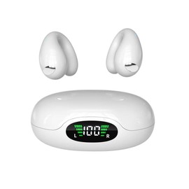 Ultra Open Ear Clip On earphone Bluetooth 5.3 Wireless - Ergonomic Clip-On Headphones,Small Bone Conduction Earbuds with Waterproof Design,Perfect Running Headphones for Sports and Workouts (white)