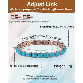 MagVIVACE Women's Copper Magnetic Bracelet, Turquoise Jewelry, 3500 Gauss Magnet(Blue, 2 of Pack)