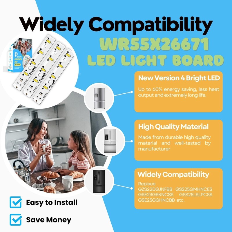 New Upgraded WR55X26671 Led Light Board for GE Freezer Refrigerators