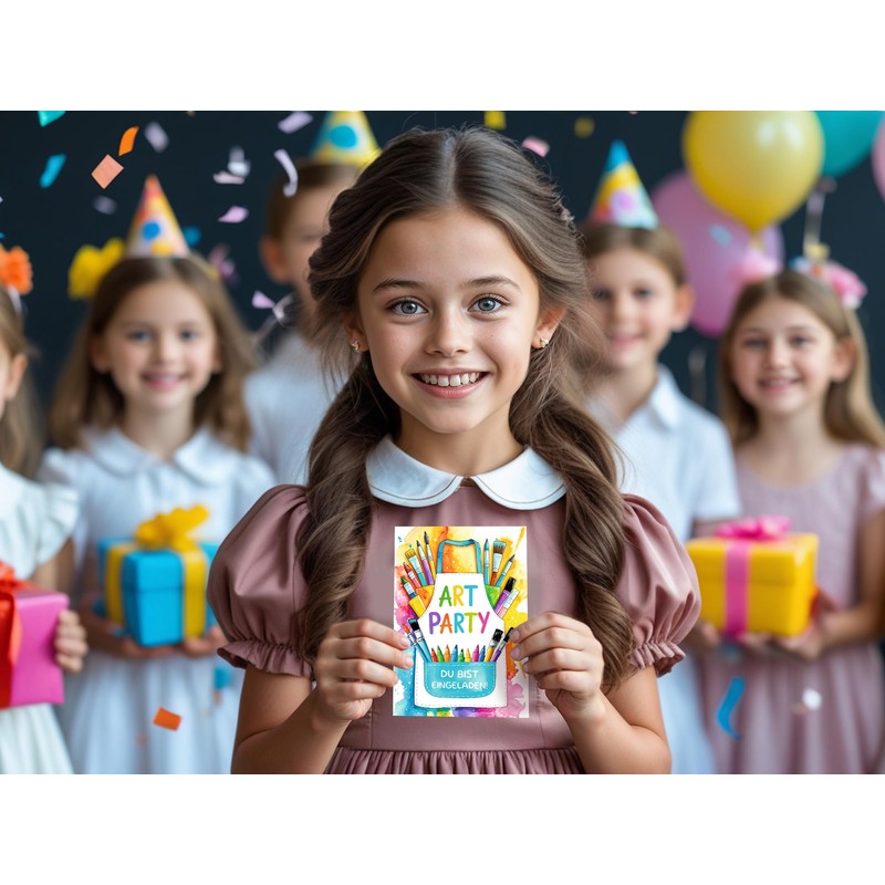 8 Invitation Cards with 8 Envelopes for Children's Birthday Girls