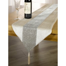 Emma Barclay Eclat - Diamante Table Runner in Silver - 13x72 (33x183cm)