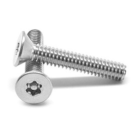 1/4"-20 x 1 1/2" (FT) Coarse Thread 6 Lobe Flat Head Cap Screw Tamper Resistant Pin-in Stainless Steel 18-8 Pk 100
