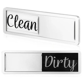 Dishwasher Magnet Clean Dirty Sign, Easy to Read/Strong Clean Dirty Sign, Large Fonts, Silky Wood Grain Texture with Clear Acrylic Panels, High Quality Plastic Panels And Double-Sided Adhesives, Stylish Kitchen Sign Dirt Clean Sign - Color: Silver