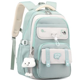 Ibalulu School Backpack Teenager Girls School Bag Backpack Waterproof for Girls Boys Large School Bag with Multiple Compartments Laptop Backpack with Charms for School, Travel and Everyday Use, Green