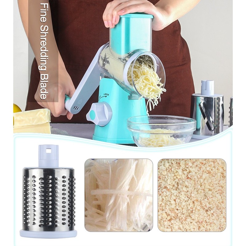Ourokhome Rotary Cheese Grater Shredder, Speed Kitchen Manual Round Mandolin