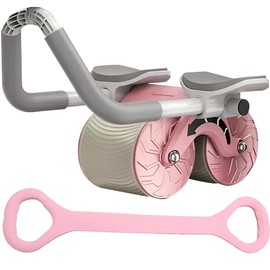 MTSDM Ab Roller Wheel and Pull Rope Set, Elbow Support Automatic Rebound Abdominal Wheel, Difficult Abdominal & Core Strength Training Core Strength Training Wheel with Phone Holder for Workout Home