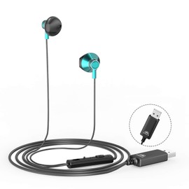 OKCSC U200 Headset, PC Earphones, USB Wired with Microphone, For PC Earphones, In-Ear Earphones, For Zoom Earphones, WEB, Meetings, Calls, Volume Adjustment, Omnidirectional, USB Connection, Laptop