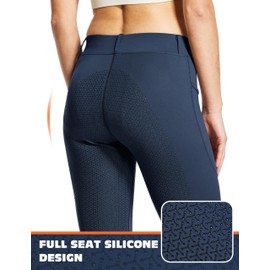 FitsT4 Sports Women's Full Seat Horse Riding Pants Bootcut Riding Tights with Pockets Equestrian Breeches for Women Blue XL