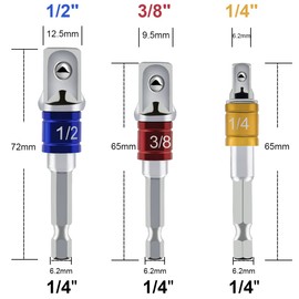 3PCS Impact Socket Adaptor Set 1/4" 1/2" 3/8" Extension Adaptor for Impact Wrench, Drill, Nut Driver Torque Socket Wrench