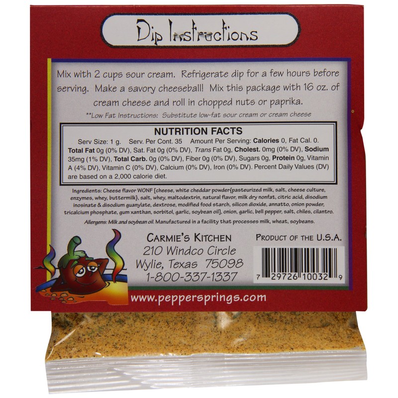 Carmie's Kitchen Chipotle Cheddar Dip Mix, 1.0 Ounce