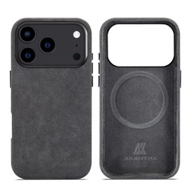 AKANTRA Italy Alcantara Case for iPhone17 Series,Handmade Fully-Wrapped Synthetic Suede Cover,Compatible with Mag-Safe Wireless Charger (Black, iPhone17 Pro Max)