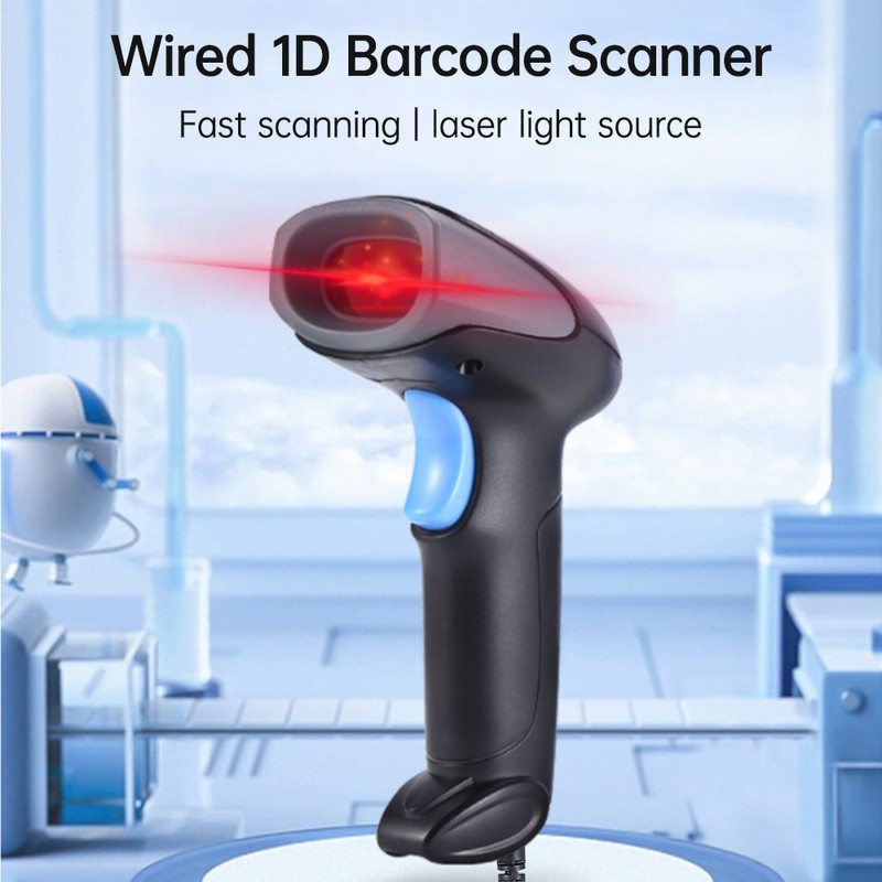 1D Laser Barcode Scanner Wired Bar Code Reader With Buzzer