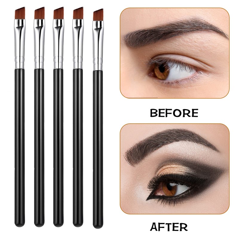 WLLHYF 5Pcs Angled Eyeliner Brush, Fine Slanted Flat Angle Eye