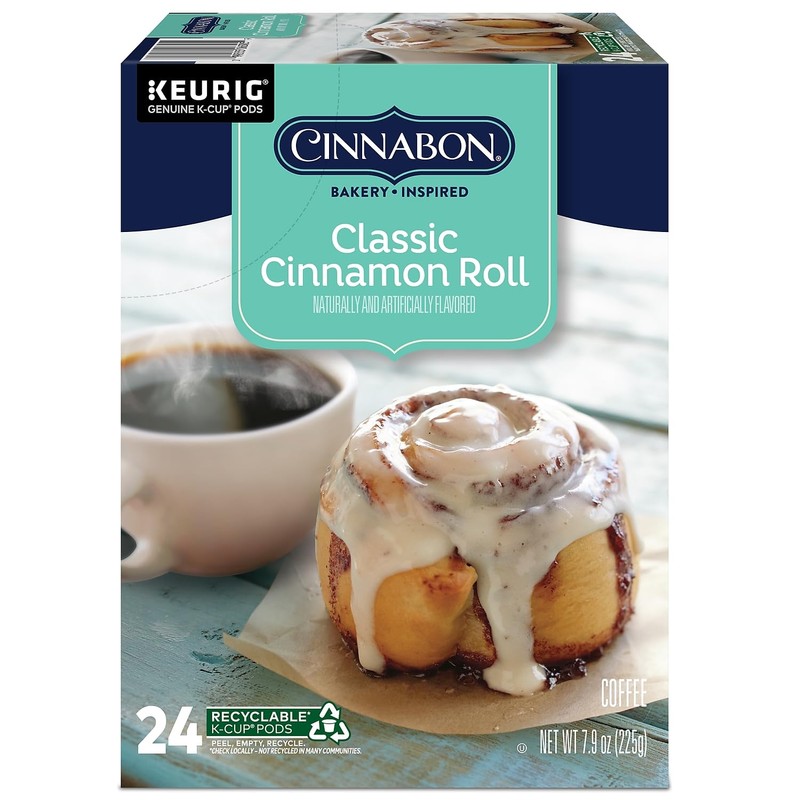 Cinnabon Classic Cinnamon Roll, Single-Serve Keurig K-Cup Pods, Flavored Coffee,