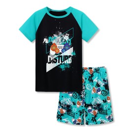 Topgal Pajamas for Boys 2-Piece Top Shorts Loungewear Trendy Blue Gamer Theme Cloth Set Little Kid's Jammies Size 16