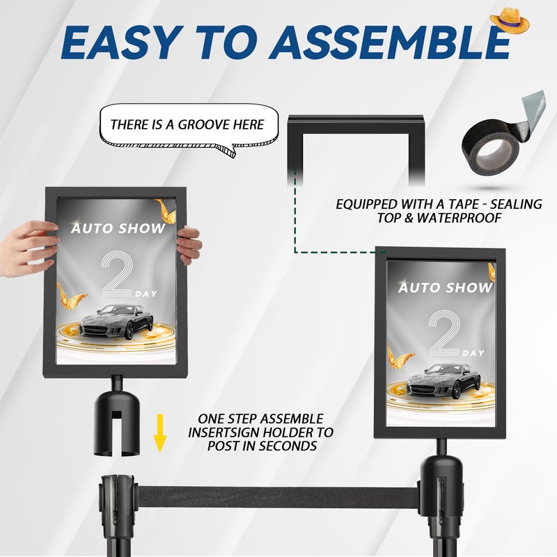 Estleys 3 Pcs Stanchion Sign Holder 8.3 x 11.7, Portrait