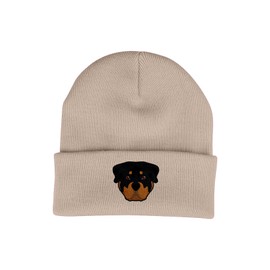 Bang Tidy Clothing Rottweiler Beanie Hat - Dog Lovers Gifts for Women Men - Knitted Winter Hats - Embroidered - Acrylic - Sand