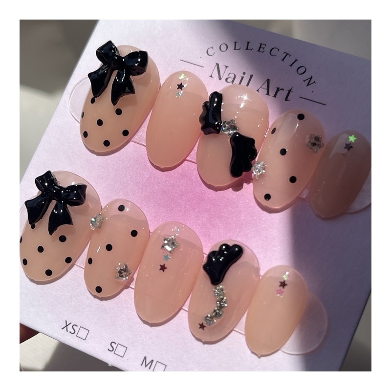 Satin Curie Handmade Nail Tips - Midi Long Oval /