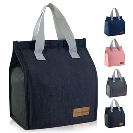 Insulated Lunch Bag, Reusable Leakproof Lunch Box Tote Bag, Cool Bags for Kids Girls Boys Adults, Thermal Cooler Bag for Work School Picnic Travel (Black)