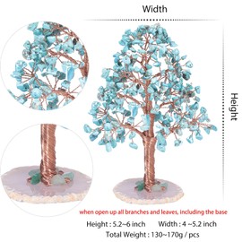 Amogeeli Handmade Healing Crystal Money Tree with Agate Slice Base, Fengshui Stone Tree of Life Figurine Home Decor for Luck & Wealth