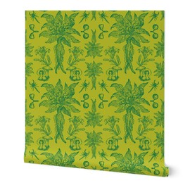 Peel & Stick Wallpaper Swatch - Bright Maximalist Mandrake Chinoiserie Vintage Toile De Jouy Green Floral Poisonous Botanical Custom Removable Wallpaper by Spoonflower