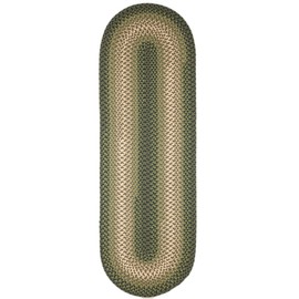 Super Area Rugs Braided Rug Pinecrest Indoor/Outdoor Braided Carpet for High Traffic Kitchen, Green Multi, 2' x 6' Oval Runner