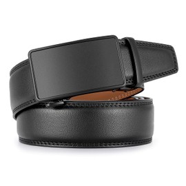 guvoosm Men's Leather Automatic Belt Business Suit 3.5 cm Width, Black-007