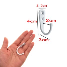 JZK 30 x White Metal Wall Mounted Hooks with Screws Coat Hooks Single Hooks for Hanging Clothes, Cups, Utensils, Tools, Towels