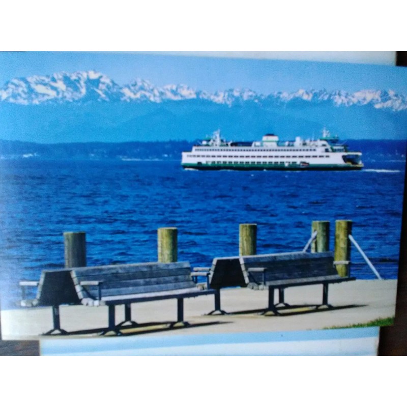 THE PACIFIC NORTHWEST CHROME POST CARD THE WATERFRONT SEATTLE JUMBO