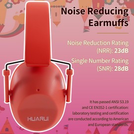 HUARUI Kids Noise Canceling Headphones SNR 28dB Safety Noise Reduction Ear Muffs for Kids Flying Travel, Concerts, Fireworks, Shooting-Jacinth