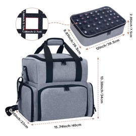 YAHOURWAT Nail Polish Organizer Case 80 Bottles Portable Travel Storage Case with 2 Detachable Bags, Designed for Women's Nail Tools, Essential Oils and Cosmetics Sets Grey