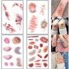 [Set of 4] Real bruises and wounds tattoo stickers for Halloween cosplay makeup, 1 set, A+B+C+D design 8.5*14cm / [4장 세트] 리얼 멍 상처 타투 스티커 할로윈 코스프레 분장용, 1세트, A+B+C+D디자인  8.5*14cm