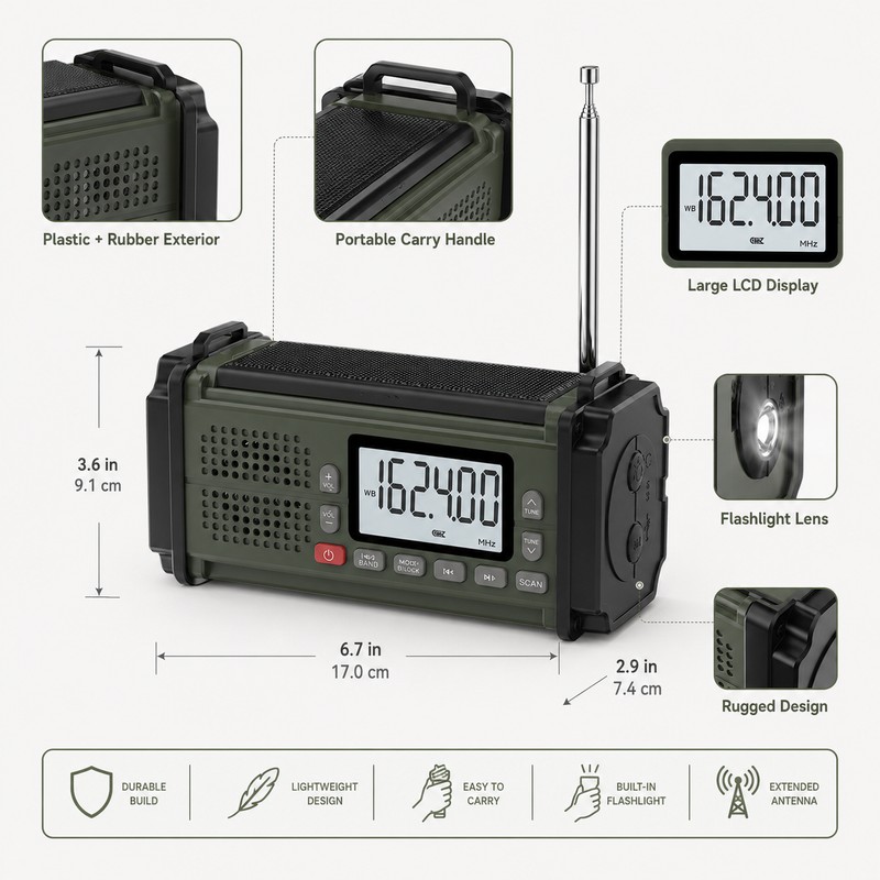 Emergency Weather Radio for Home & Outdoor Use – Hand-Crank