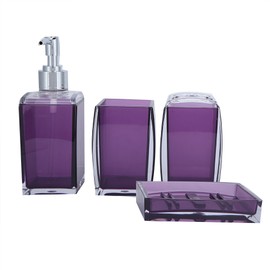 4Pcs/Set Acrylic Bathroom Accessory Set Toothbrush Soap Dish Holder for Kitchen Hotel Purple