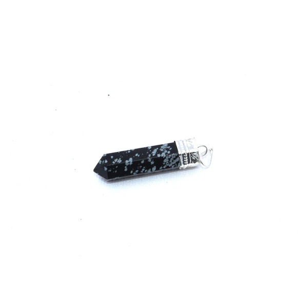 Jet International Snowflake Obsidian Point Pendant Gemstone Healing Reiki Chakra