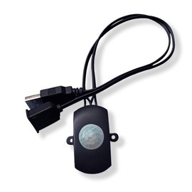 USB 5V DC12-24V 2A PIR Motion Activated Mini Body PIR Sensor Switch with USB Interface Cable for LED Strip Automatic Light Security Camera Pet Monitoring (Without Light Sensor, black)