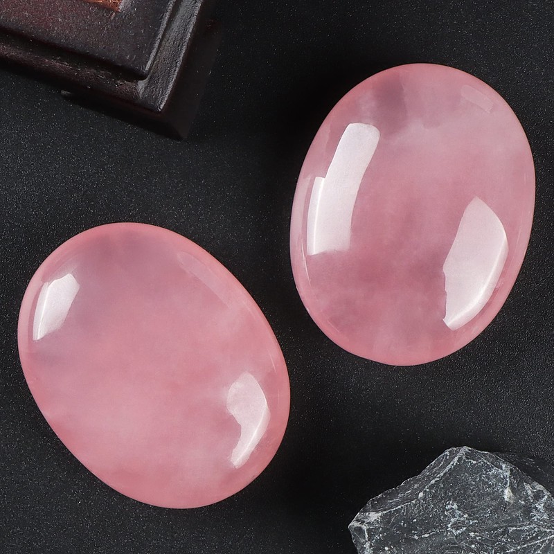 Hxswkk 1.8 Inch Rose Quartz Crystals Thumb Worry Stone Palm