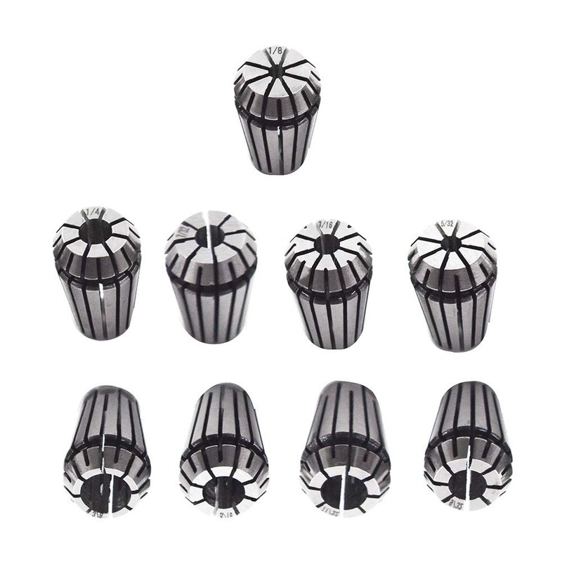 9pcs ER16 Spring Collet Set 1/8-3/8" CNC Milling Lathe Tool