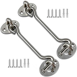 TOPYWMSP Hook and Eye Latch 2Pcs 6 Inch Stainless Steel Cabin Hook for Door,Gate,Window(150mm)