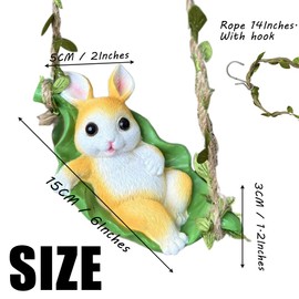 OULIGET Rabbit Statue Garden Outdoor,Swing Garden Hanging Rabbits Resin Home Decor,Charmingly Naive Animal Decoration Garden Decor for Patio Yard Lawn Fence Pathway Backyard