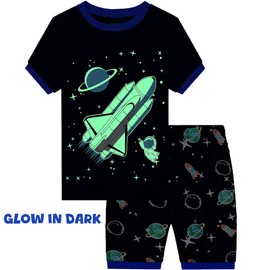 Little Hand Boys Pajamas Set Kids Rocket Pjs Short Sleeves Spaceship Nightwear 2 Pieces Outfit Summer Jammies 4T