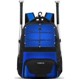 COMECOI Softball Bag, Lightweight Baseball Backpack with Shoes Compartment, Baseball Bat Bags with Fence Hook for TBall Bat & Equipment, for Batting Mitten, Helmet, for Girls, Boys, Youth, Adults
