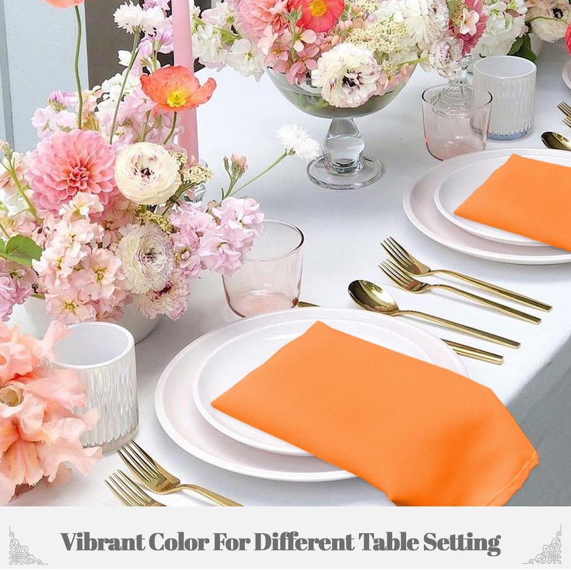 PLOYMONO Orange Heavy Duty Cloth Napkins - 17 x 17